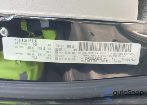 2020 Dodge Grand Caravan Sxt из США, поврежденный, VIN 2C4RDGCG3LR193722